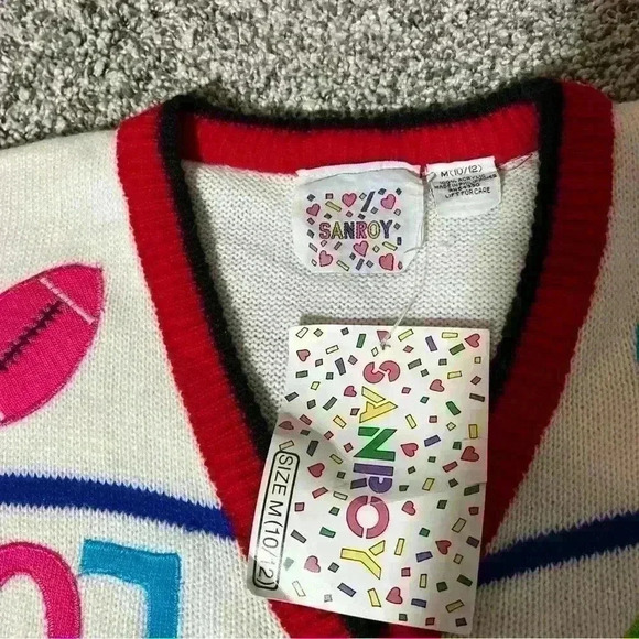 Girls Cardigan Sweater Button Down Schoolgirl, Athletic, Letterman, NWT Size M - Picture 2 of 9